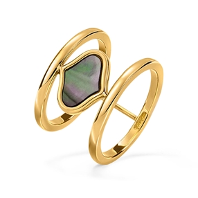Mod Princess Yellow Gold Plated Wide Ring-